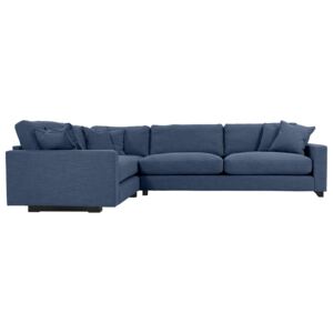 Valen | L-soffa | Dun | 4-sits | Mörkblå | Linneblandning