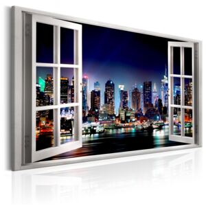 Canvas Tavla - Window: View of New York - 120x80