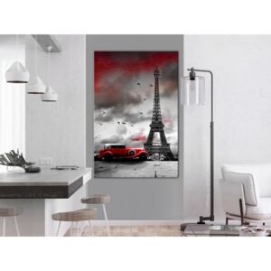 Scandinavian Artstore Tavla - Red Car In Paris (1 Part) Vertical - 40x60 Cm