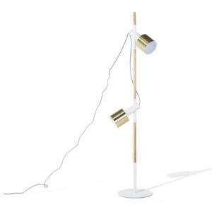 Golvlampa Vit och Guld Rund med Moderna Vintage Lampskärmar Beliani
