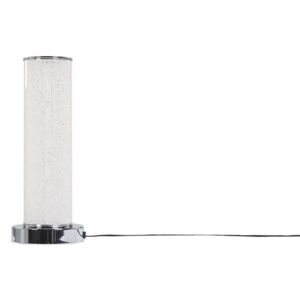 Bordslampa Vit och Silver Metall 30 cm Cylinder Lampa Kristaller Glam Beliani