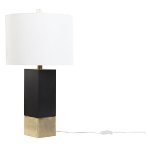 Bordslampa Svart med Guld Metall Vit Tyg Trumlampa 66 cm Modern Glam Design Beliani