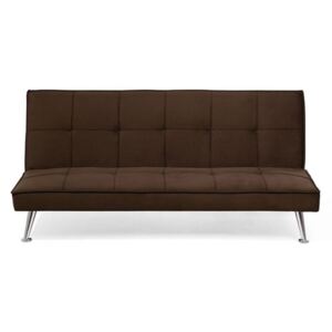 Sofa Bed Brun 3-sits Stickad Klädsel Klick Klack Metall Ben Beliani