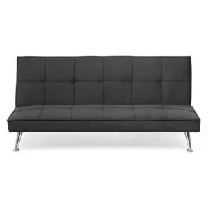Sofa Bed Grå 3-sits Stickad Klädsel Klick Klack Metall Ben Beliani