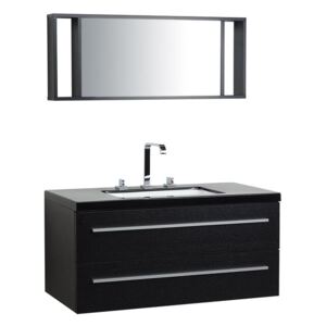 Badrumsmöbler väggskåp spegel och tvättställ svart BARCELONA Beliani