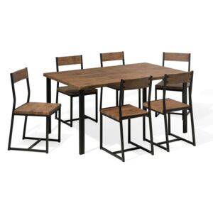 Matgrupp av bord och 6 stolar brun LAREDO Beliani