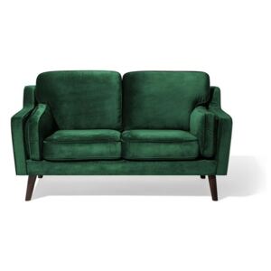 Soffa Smaragdgrön 2-sits Sammet Trä Ben Klassisk Beliani