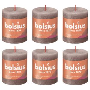 Bolsius Rustika blockljus 6-pack 80x68 mm rustik taupe