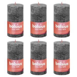 Bolsius Rustika blockljus 6-pack 130x68 mm stormgrå