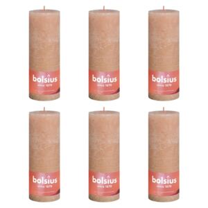 Bolsius Rustika blockljus 6-pack 190x68 mm ljusrosa