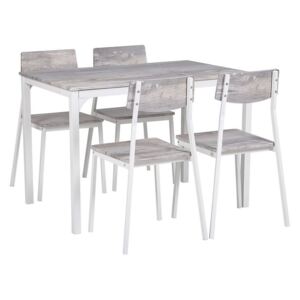 Matgrupp av bord med 4 stolar betongeffekt/vit BISMARCK Beliani