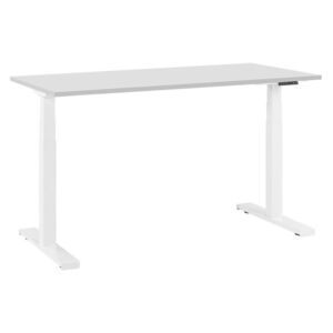 Skrivbord elektriskt justerbart 130 x 72 cm grå/vit DESTIN II Beliani