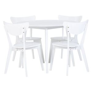 Matgrupp av bord och 4 stolar vit ROXBY Beliani
