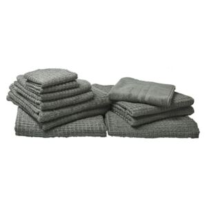 Set av 11 handdukar bomull grå ATAI Beliani