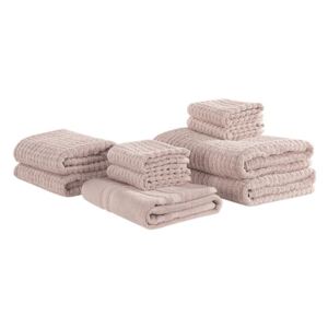 Set av 9 handdukar bomull rosa ATAI Beliani