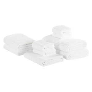 Set av 9 handdukar bomull vit AREORA Beliani