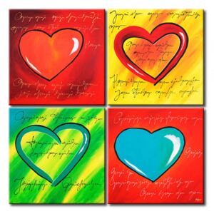 Målning Samling av färgglada hjärtan