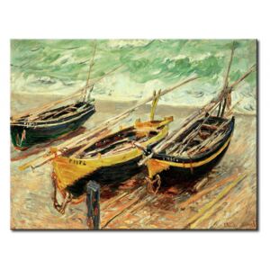 Canvastavla Trois bateaux de peche (Three fishing boats)