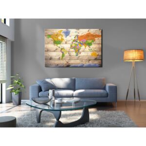 Konst Map on wood: Colourful Travels