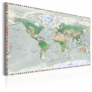 Canvastavla World Map: Graphite Currents
