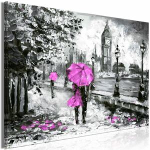 Canvastavla Walk in London (1 Part) Wide Pink