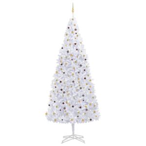 Plastgran med LED och julgranskulor 500 cm vit