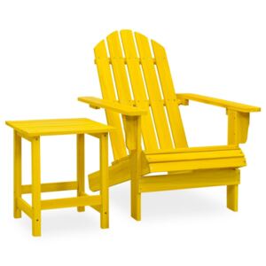 Adirondackstol med bord massivt granträ gul