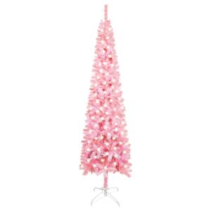 Smal julgran med LED rosa 240 cm
