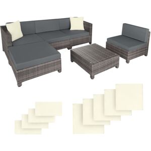 Tectake 403835 loungeset i konstrotting med aluminiumram - grå