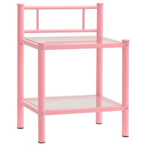 VidaXL Sängbord rosa och transparent 45x34,5x60,5 cm metall och glas