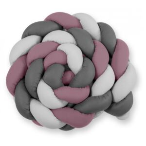 Spjälsängsskydd Fläta - Dusty Rose / Antracit Knot 360 cm