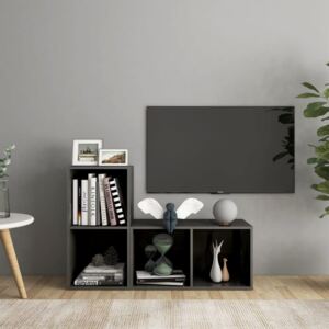 VidaXL TV-skåp 2 st grå högglans 72x35x36,5 cm spånskiva