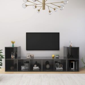VidaXL TV-skåp 4 st grå högglans 72x35x36,5 cm spånskiva